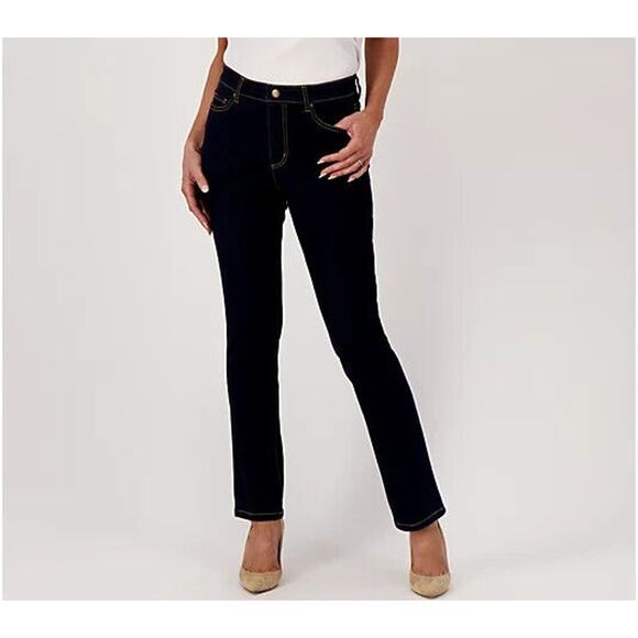 STUDIO PARK X JANE BROWN NEW $91 Straight Leg Jean‎ w/ Tummy Panel Dark Wash 4X - Picture 1 of 4